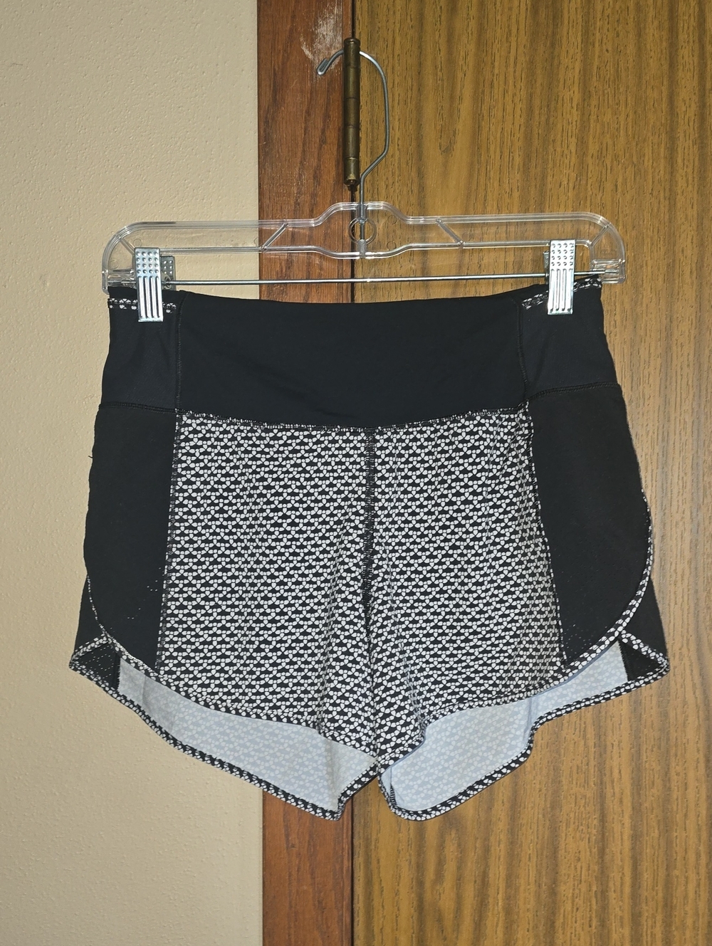 lululemon athletica Black & White Patterned High-Rise Running Shorts